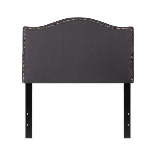 Lexington Upholstered Twin Size Headboard with Accent Nail Trim in Dark Gray Fabric