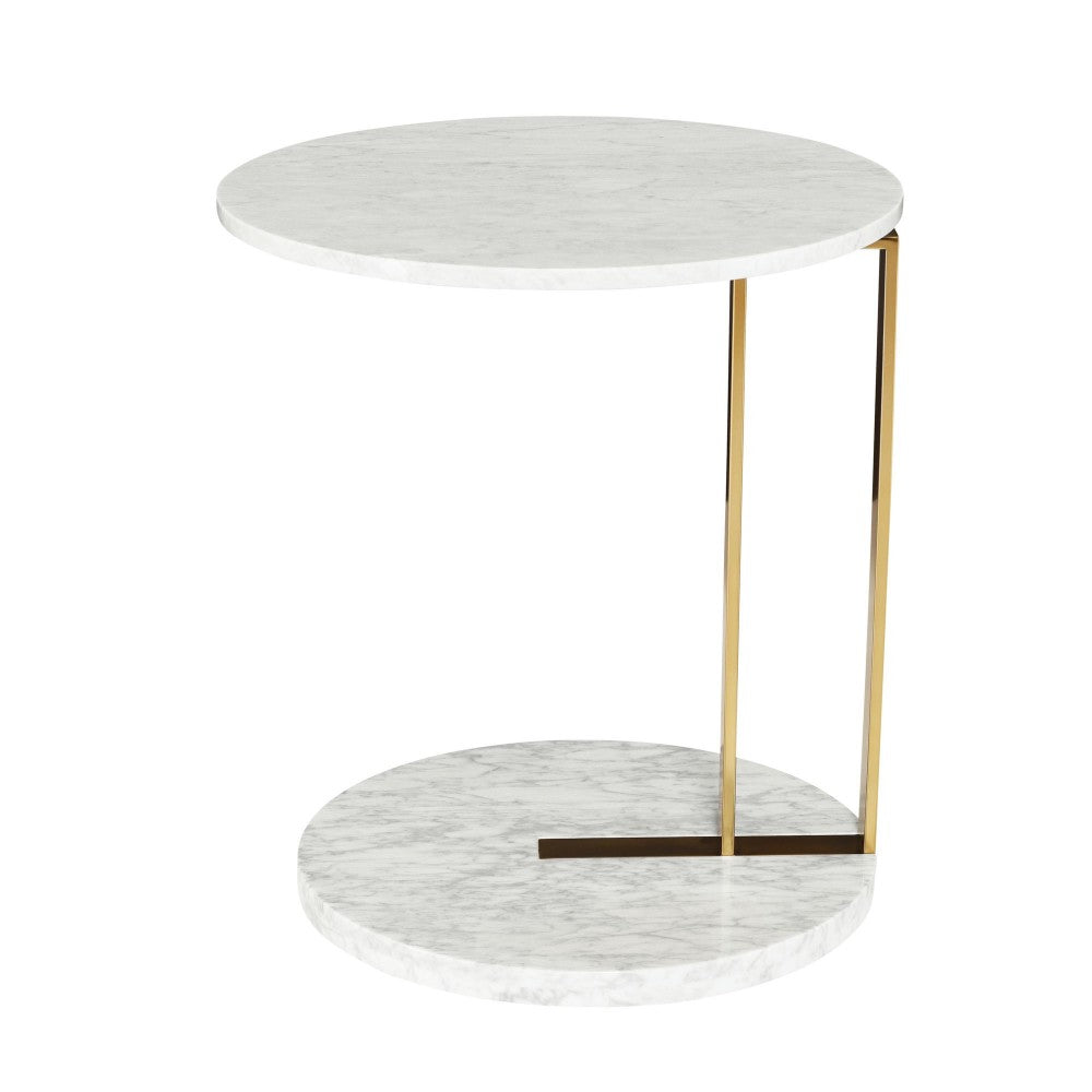 Lia White Stone Side Table