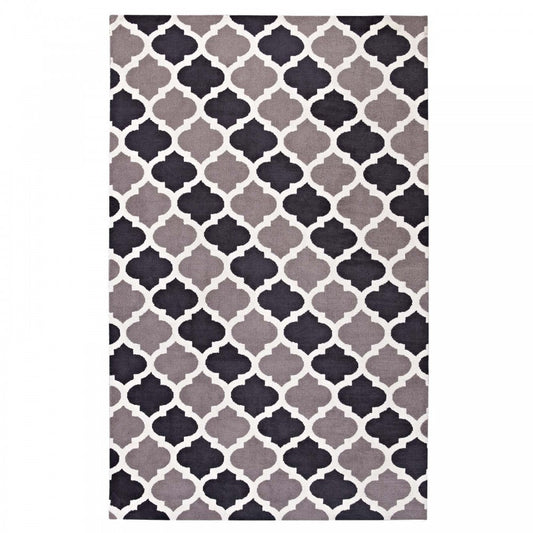 Lida Moroccan Trellis 5x8 Area Rug, Charcoal and Black