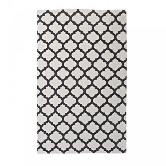 Lida Moroccan Trellis 8x10 Area Rug, Ivory and Charcoal