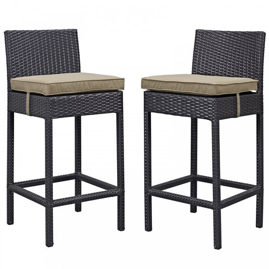 Lift Bar Stool Outdoor Patio Set of 2, Espresso Mocha