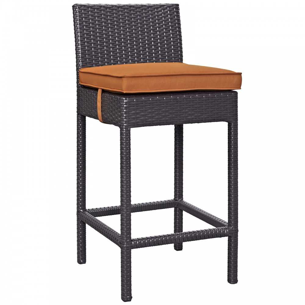 Lift Bar Stool Outdoor Patio Set of 2, Espresso Orange