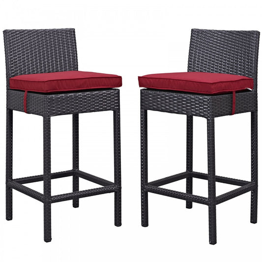 Lift Bar Stool Outdoor Patio Set of 2, Espresso Red