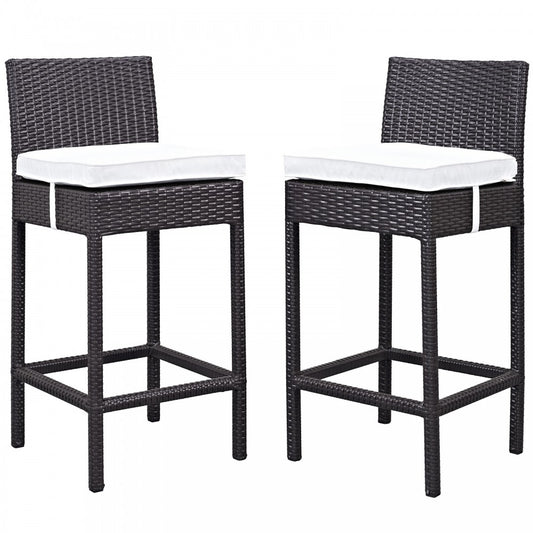Lift Bar Stool Outdoor Patio Set of 2, Espresso White