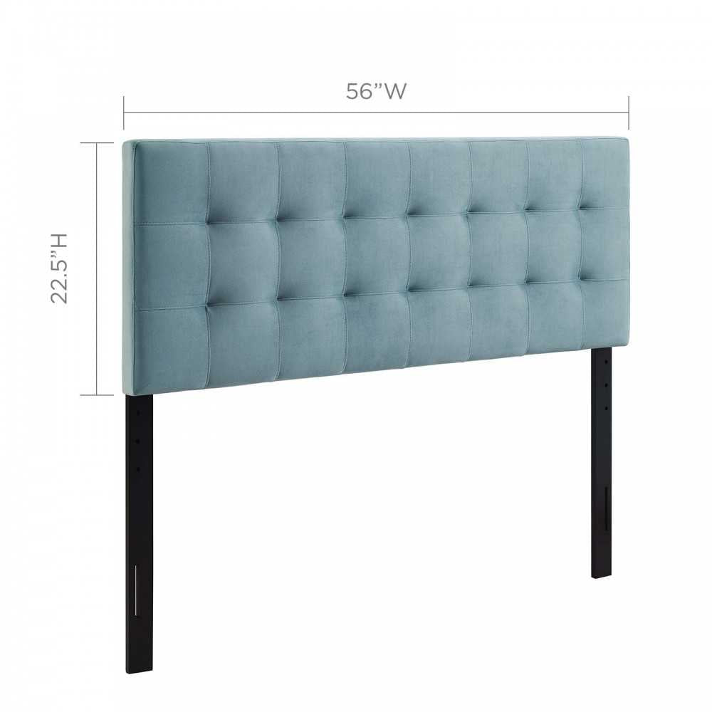 Lily Biscuit Tufted Full Performance Velvet Headboard, Light Blue