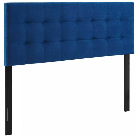 Lily Biscuit Tufted Full Performance Velvet Headboard, Navy