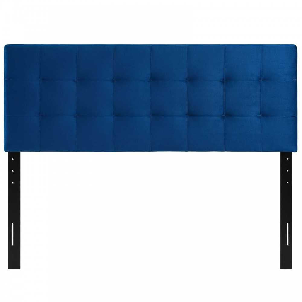 Lily Biscuit Tufted Full Performance Velvet Headboard, Navy