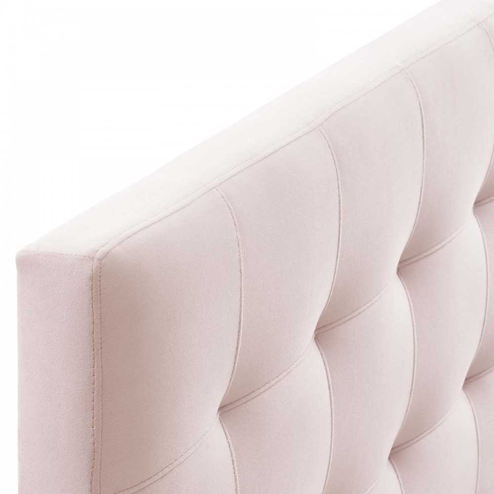 Lily Biscuit Tufted Full Performance Velvet Headboard, Pink