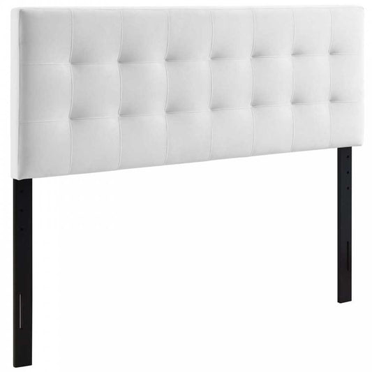 Lily Biscuit Tufted Full Performance Velvet Headboard, White