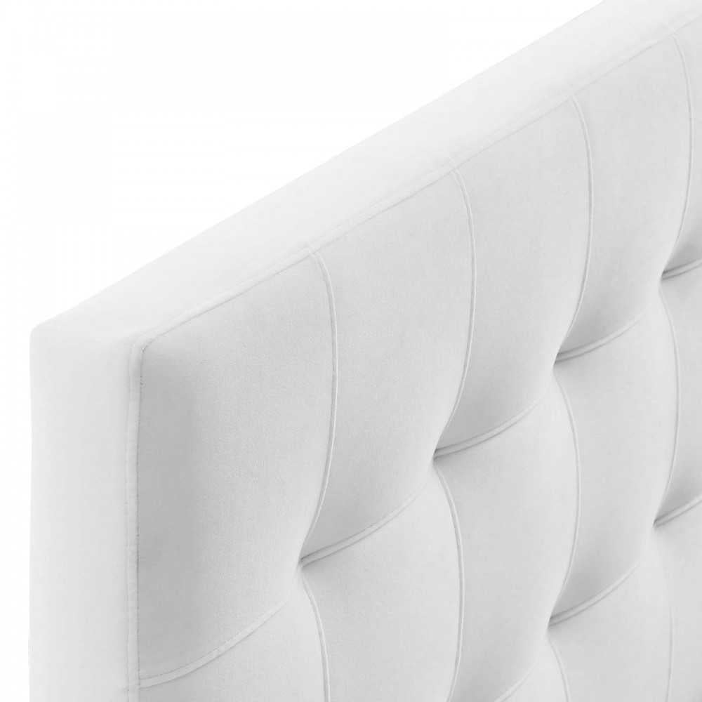 Lily Biscuit Tufted Full Performance Velvet Headboard, White