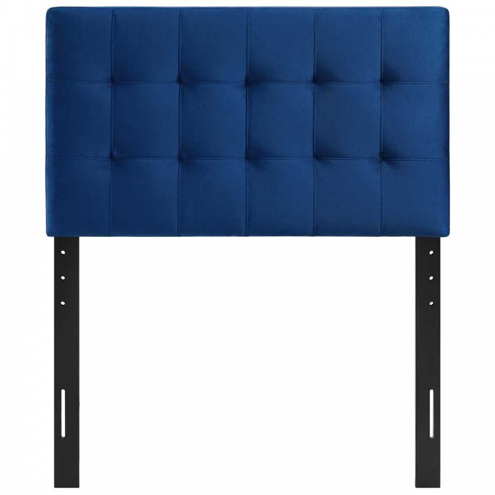 Lily Biscuit Tufted Twin Performance Velvet Headboard, Navy