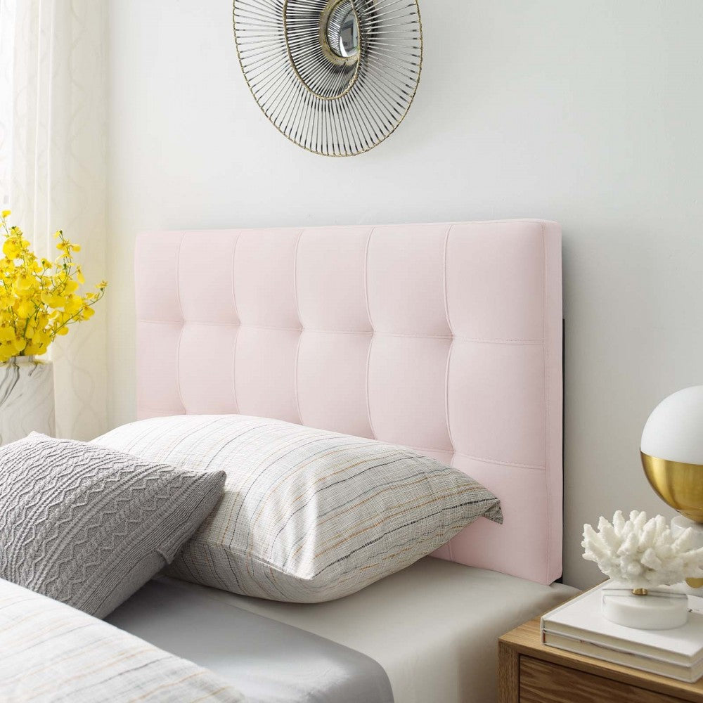 Lily Biscuit Tufted Twin Performance Velvet Headboard, Pink