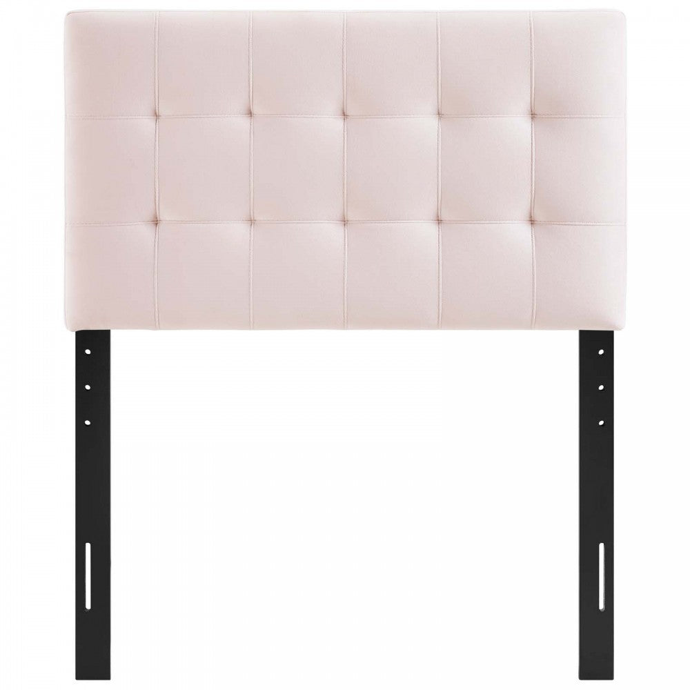 Lily Biscuit Tufted Twin Performance Velvet Headboard, Pink