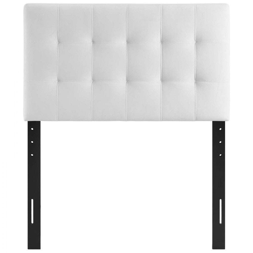 Lily Biscuit Tufted Twin Performance Velvet Headboard, White