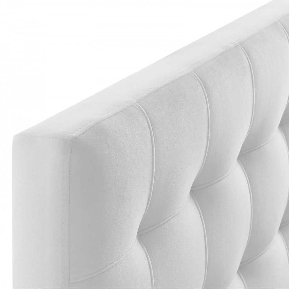 Lily Biscuit Tufted Twin Performance Velvet Headboard, White