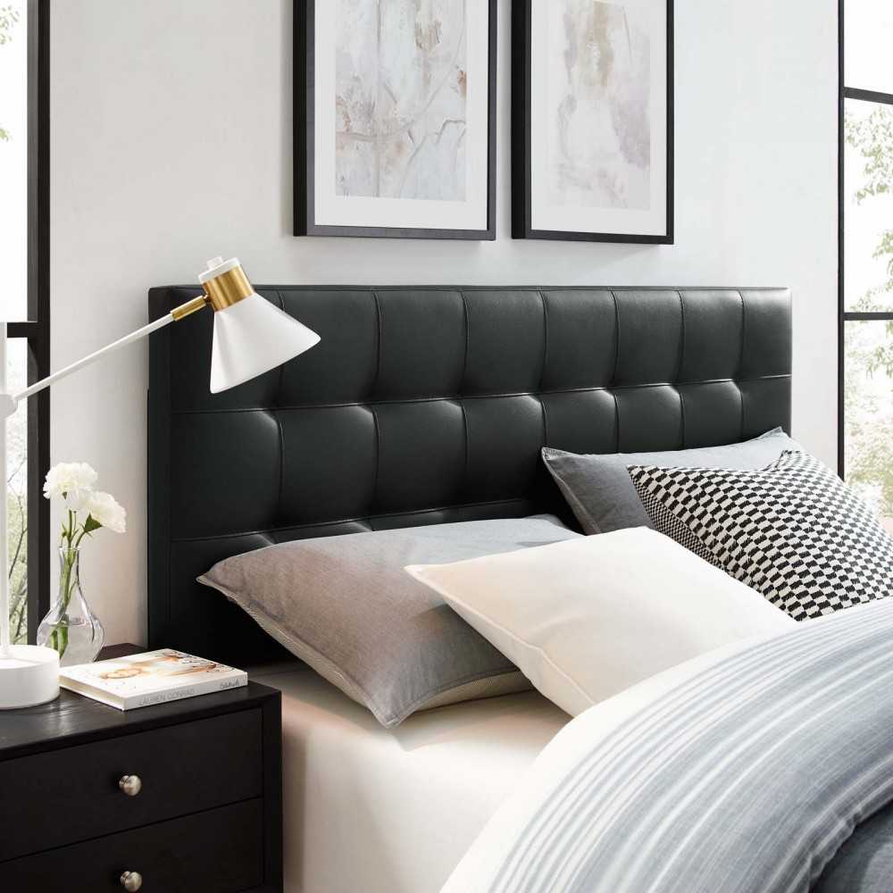 Lily Full Upholstered Vinyl Headboard, Black