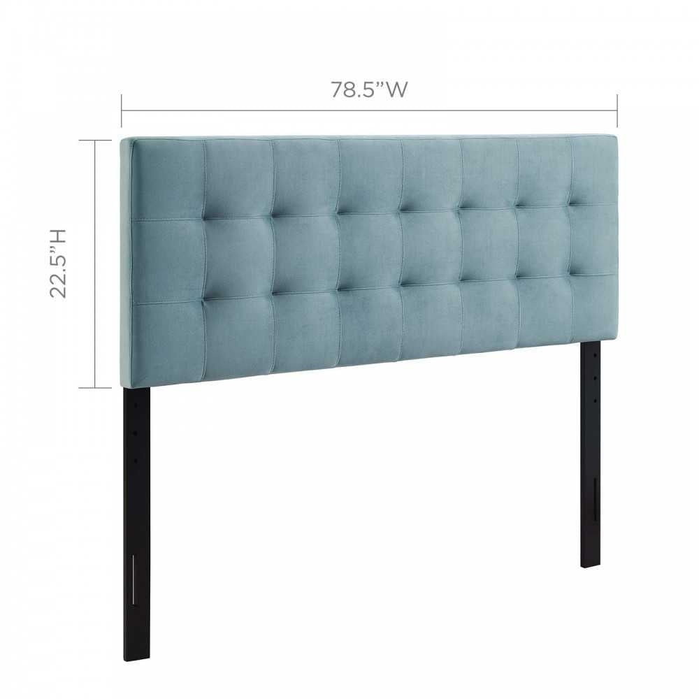 Lily King Biscuit Tufted Performance Velvet Headboard, Light Blue