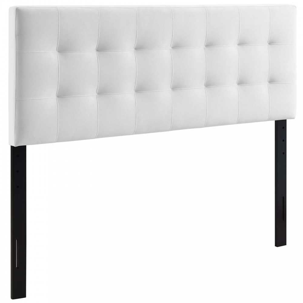 Lily King Biscuit Tufted Performance Velvet Headboard, White