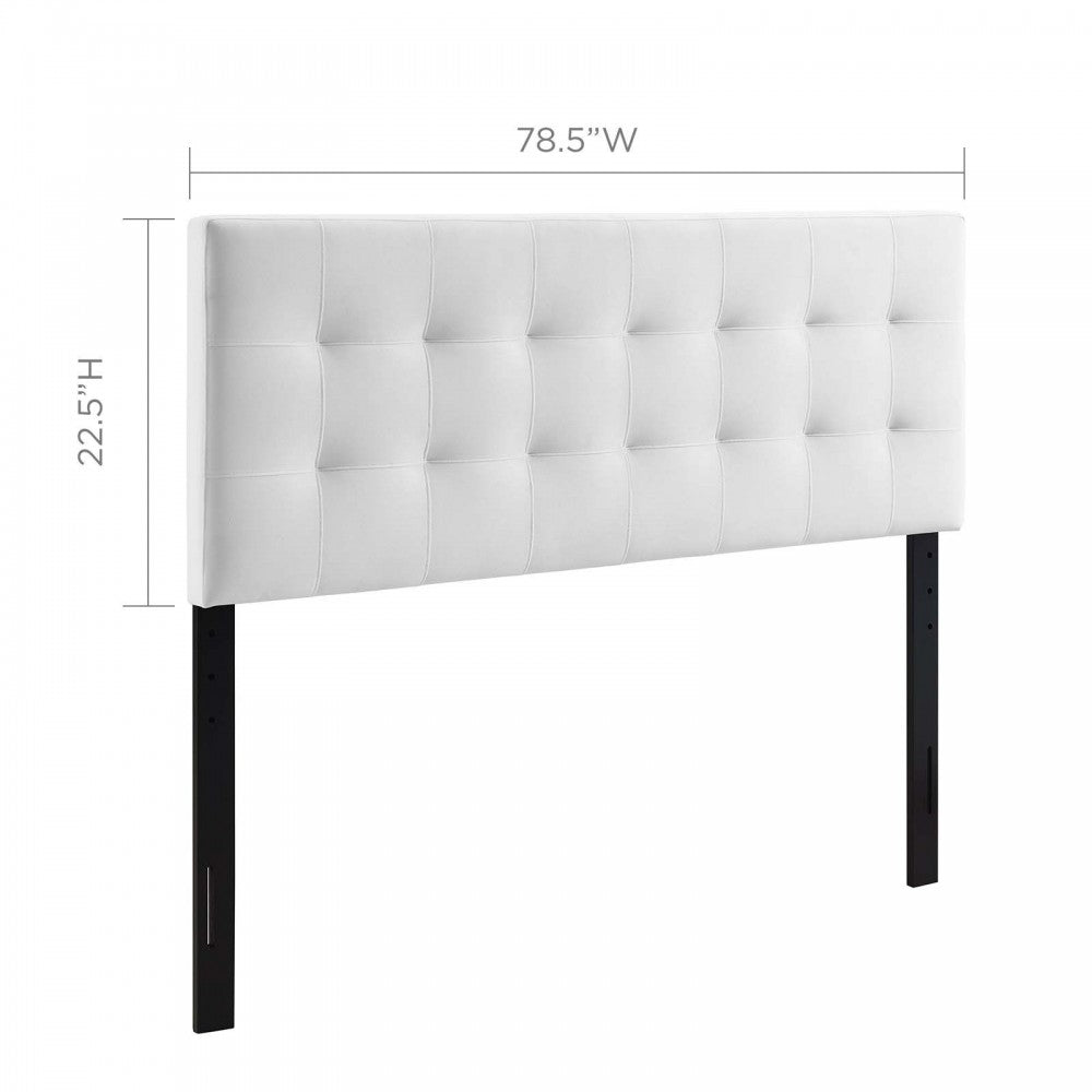 Lily King Biscuit Tufted Performance Velvet Headboard, White