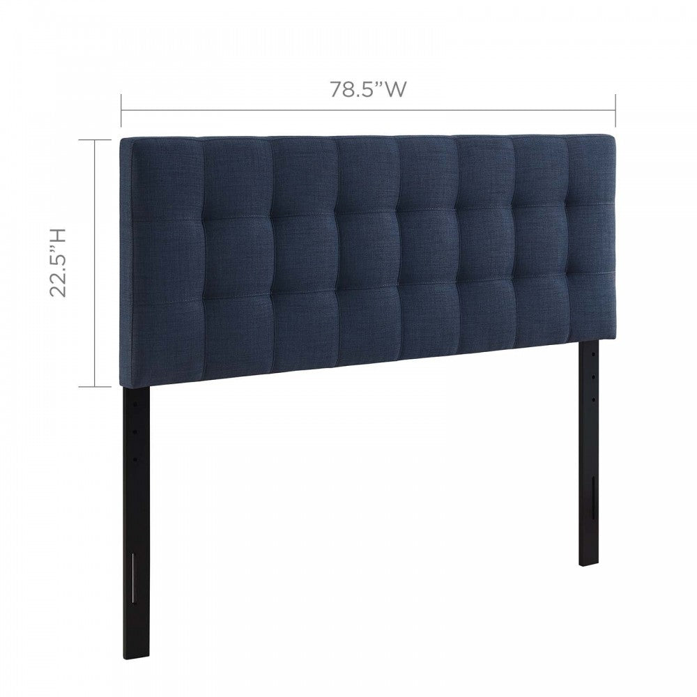 Lily King Upholstered Fabric Headboard, Navy