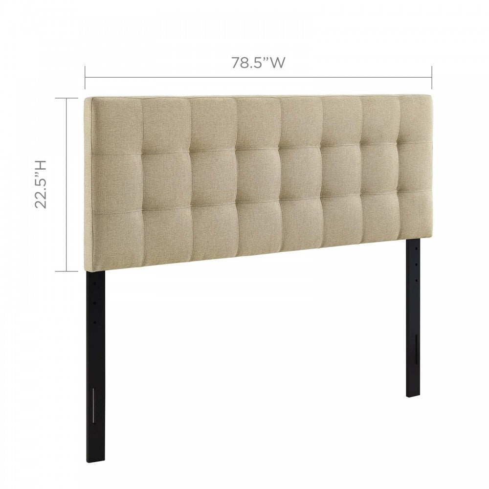 Lily King Upholstered Fabric Headboard, Beige