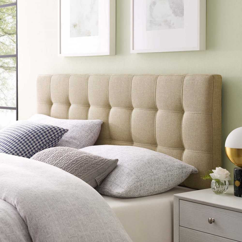 Lily King Upholstered Fabric Headboard, Beige