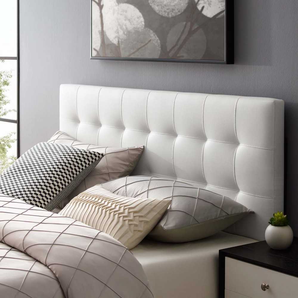 Lily King Upholstered Vinyl Headboard, White