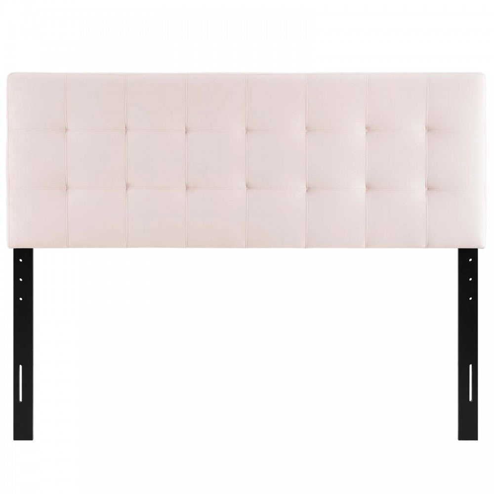 Lily Queen Biscuit Tufted Performance Velvet Headboard, Pink