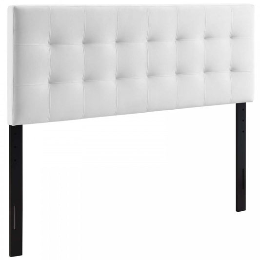 Lily Queen Biscuit Tufted Performance Velvet Headboard, White