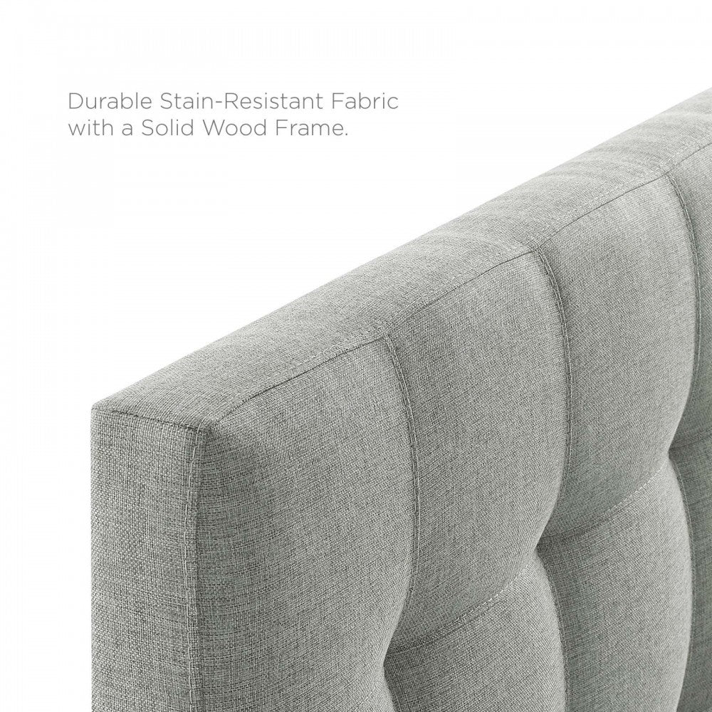 Lily Queen Upholstered Fabric Headboard, Gray