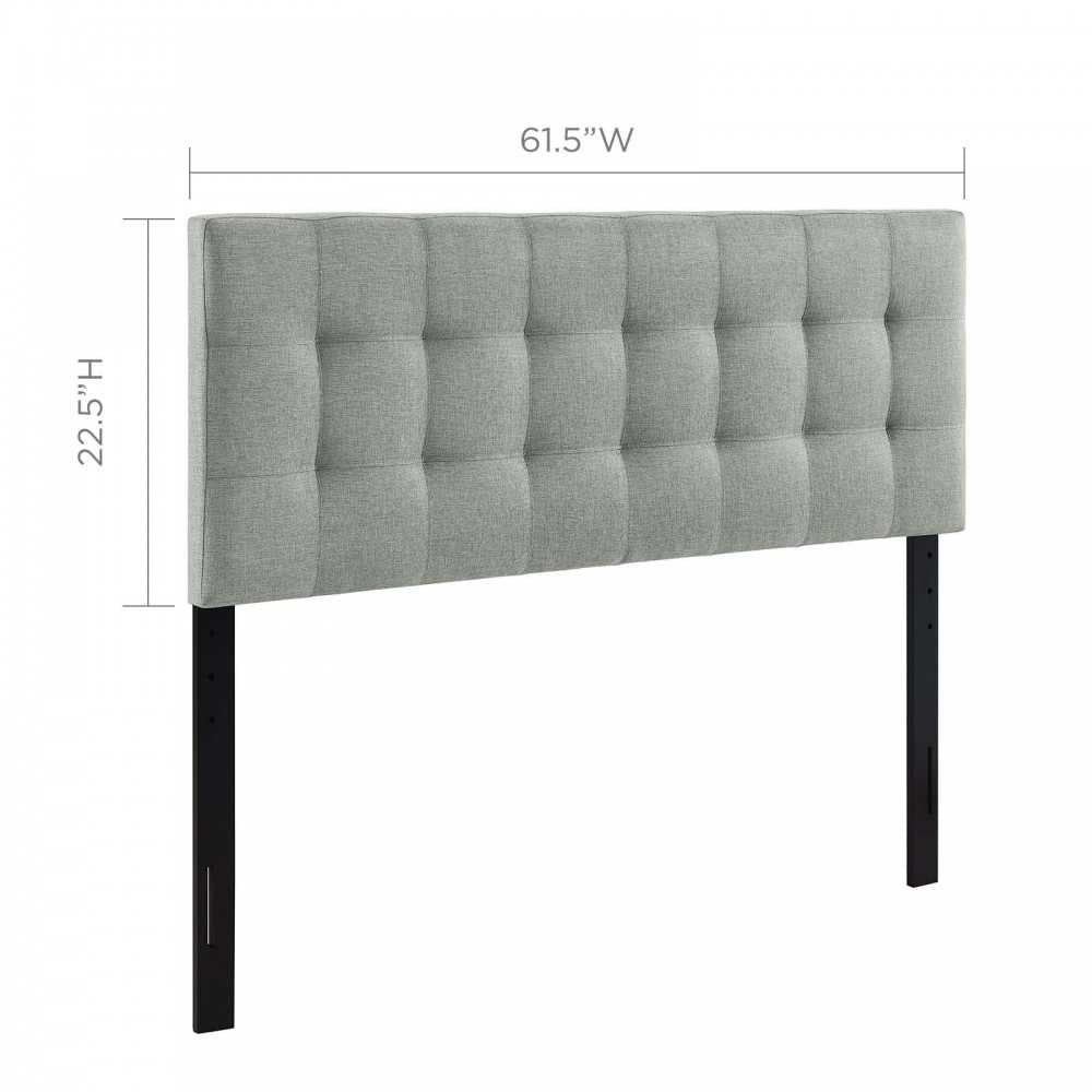 Lily Queen Upholstered Fabric Headboard, Gray