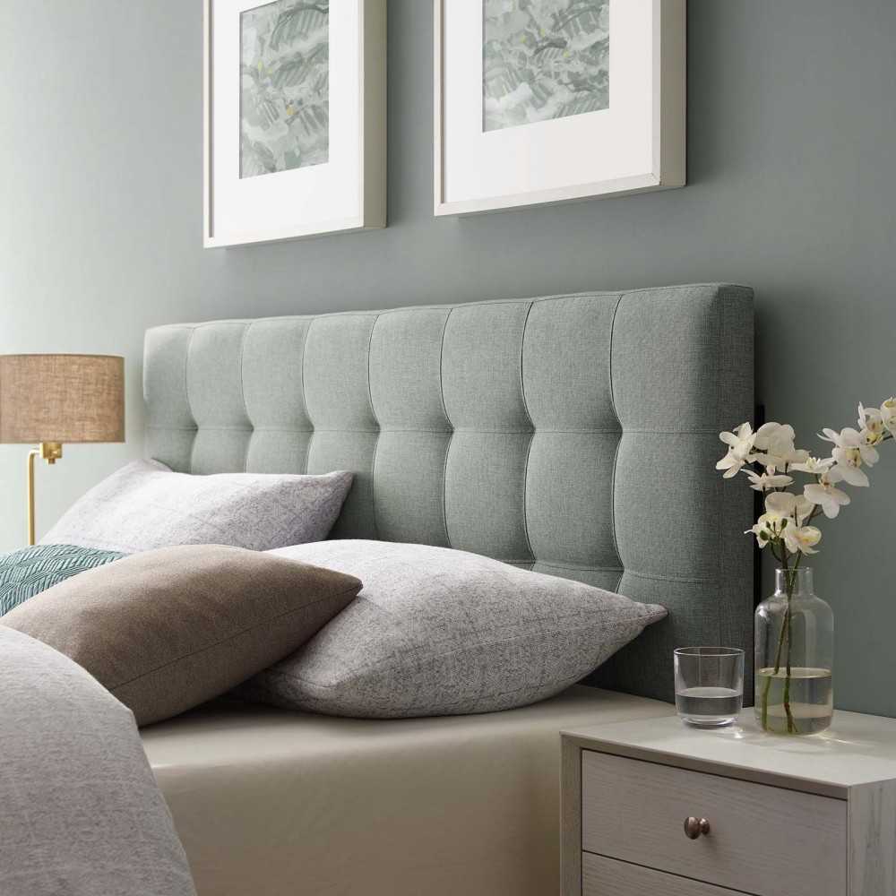 Lily Queen Upholstered Fabric Headboard, Gray