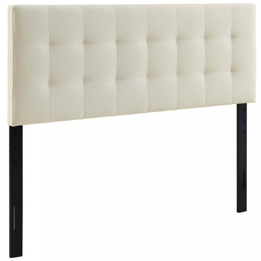 Lily Queen Upholstered Fabric Headboard, Ivory