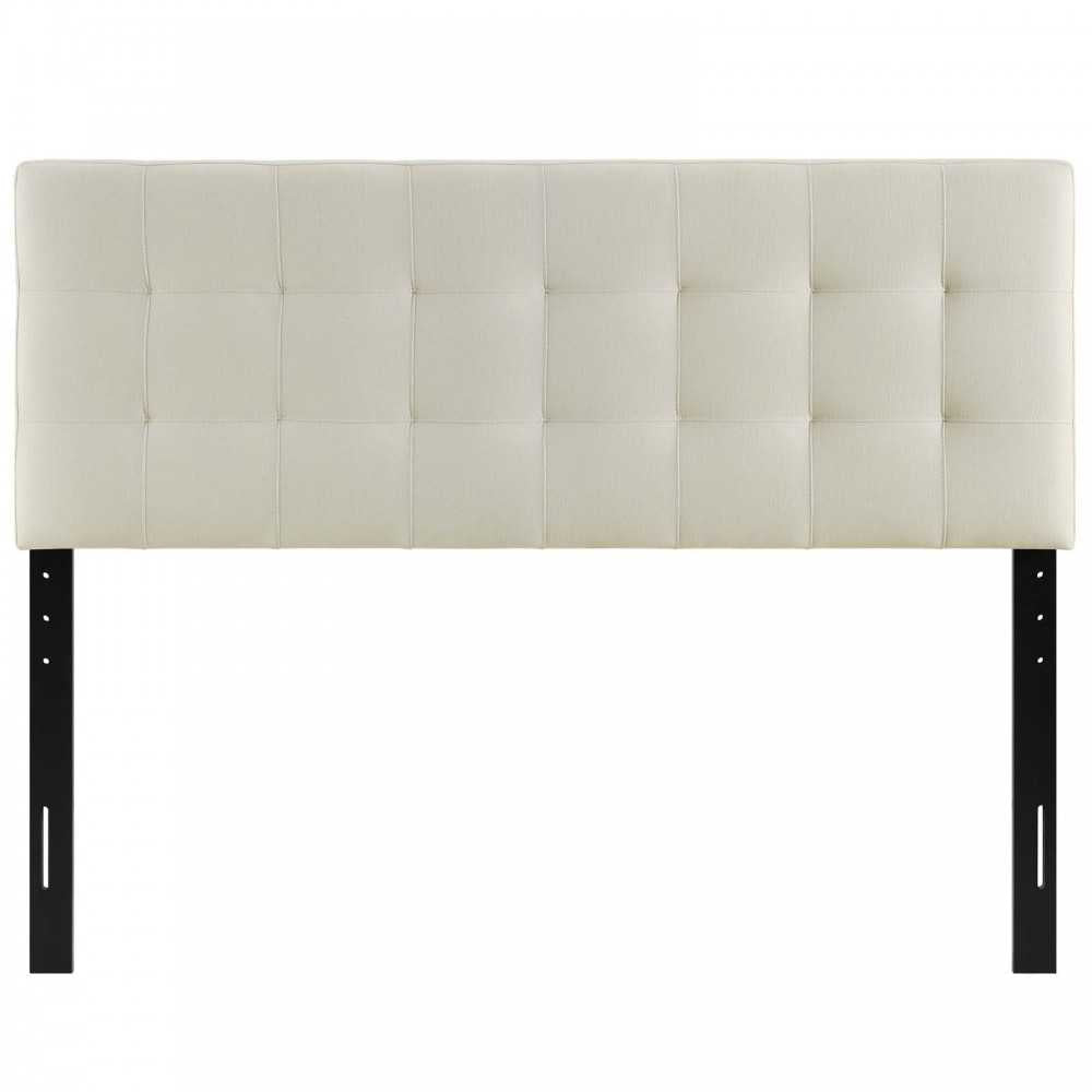 Lily Queen Upholstered Fabric Headboard, Ivory