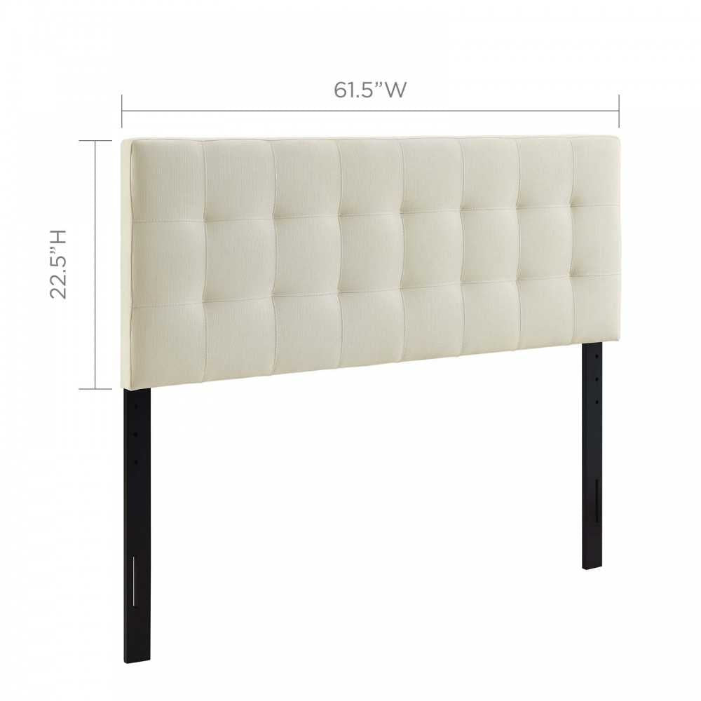 Lily Queen Upholstered Fabric Headboard, Ivory