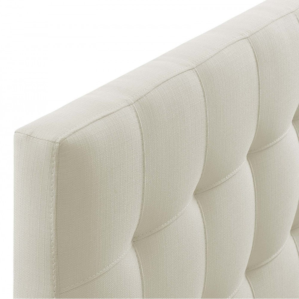 Lily Queen Upholstered Fabric Headboard, Ivory