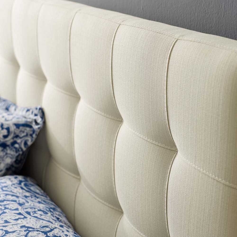 Lily Queen Upholstered Fabric Headboard, Ivory