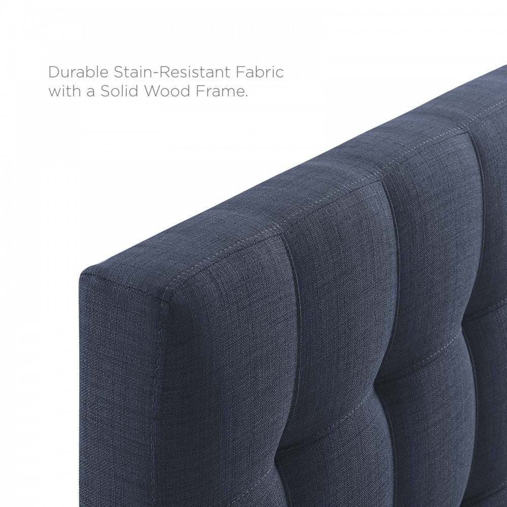 Lily Queen Upholstered Fabric Headboard, Navy