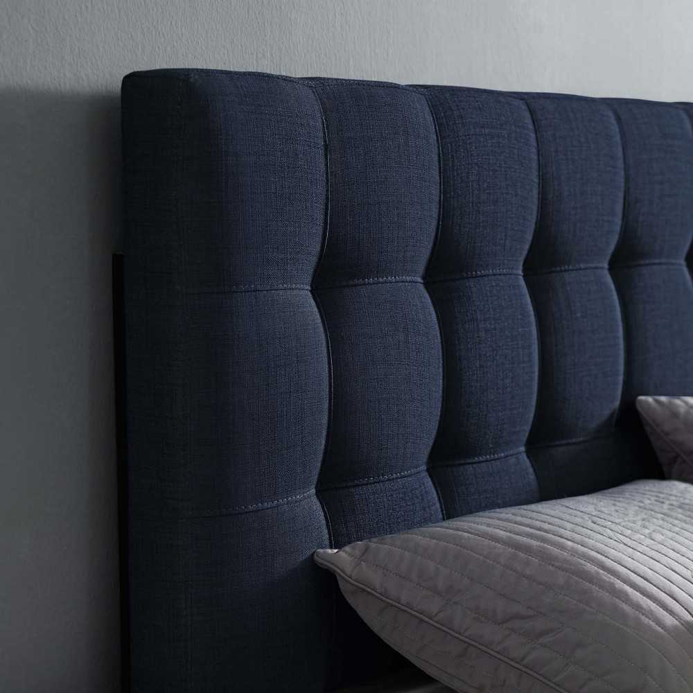 Lily Queen Upholstered Fabric Headboard, Navy