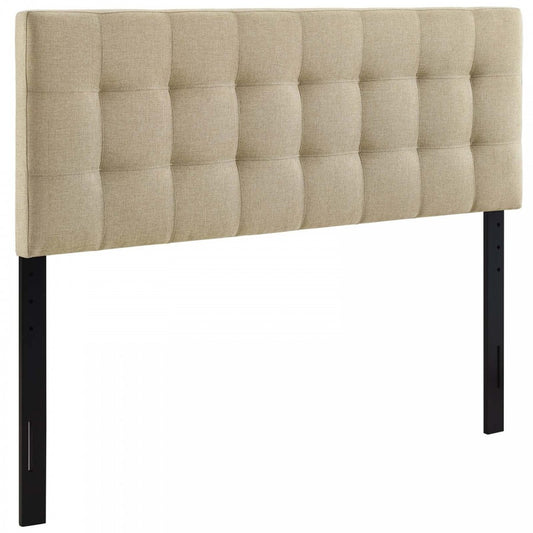 Lily Queen Upholstered Fabric Headboard, Beige