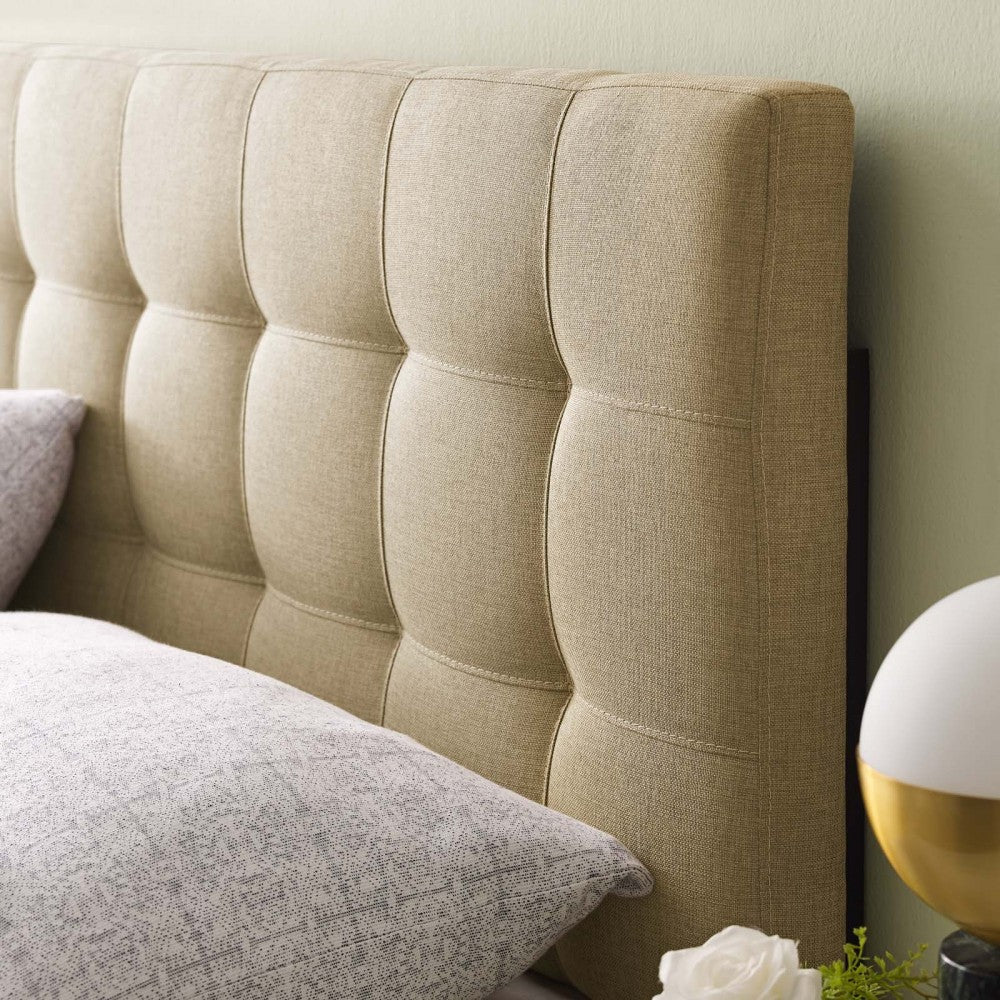 Lily Queen Upholstered Fabric Headboard, Beige