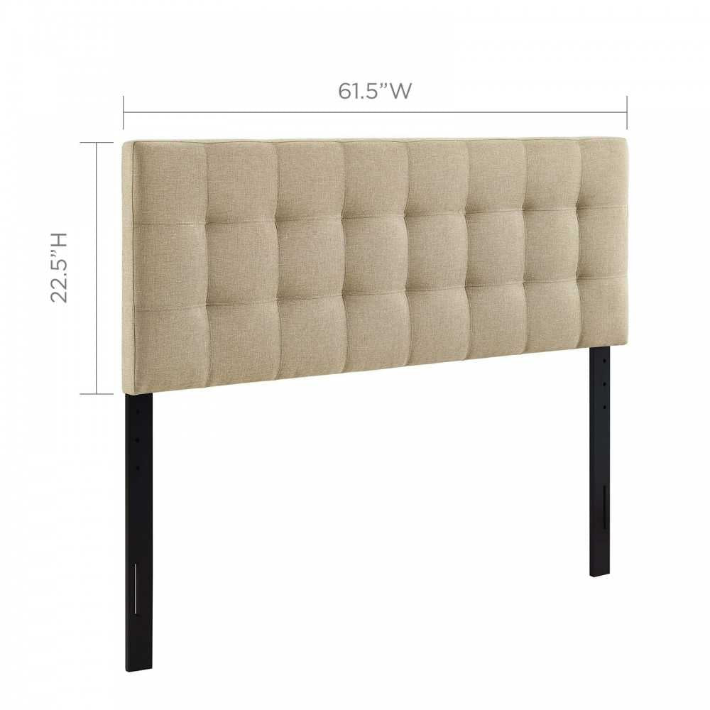 Lily Queen Upholstered Fabric Headboard, Beige