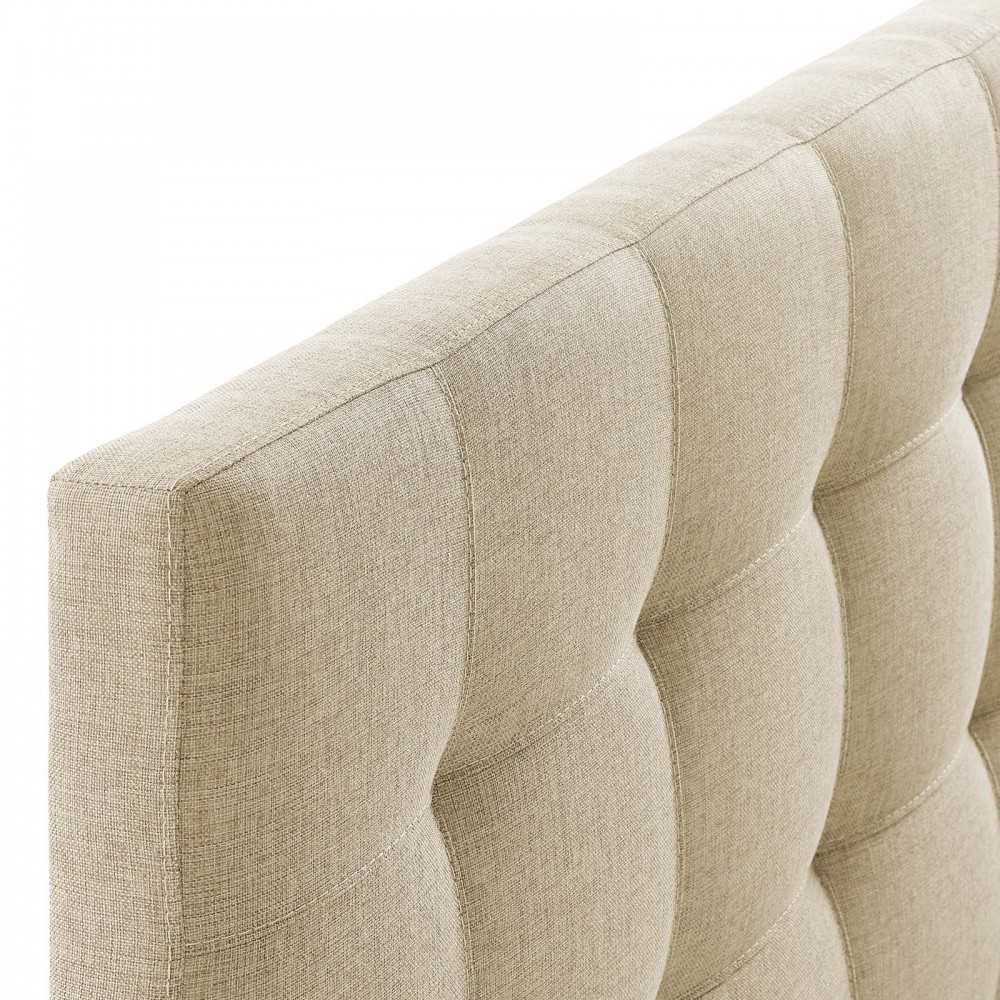 Lily Queen Upholstered Fabric Headboard, Beige