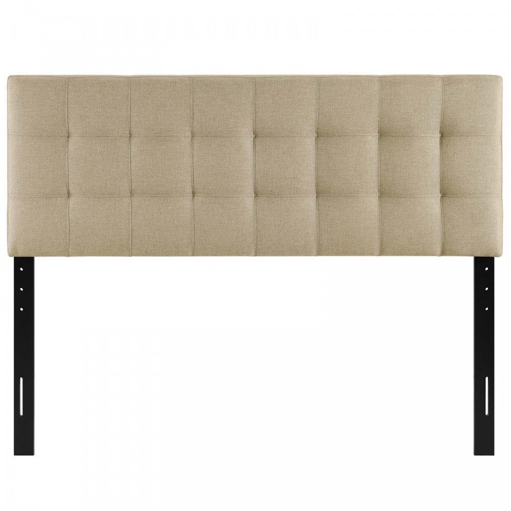 Lily Queen Upholstered Fabric Headboard, Beige