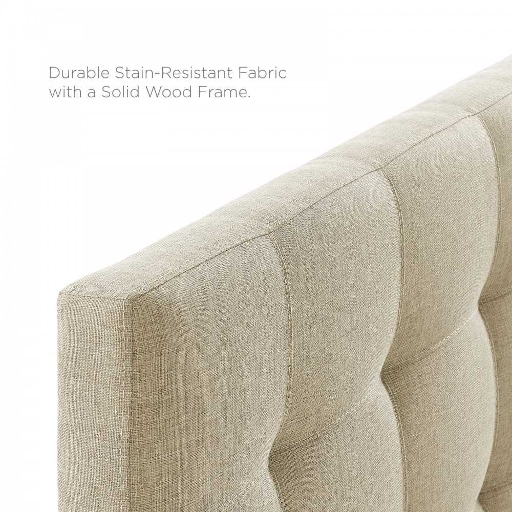 Lily Queen Upholstered Fabric Headboard, Beige