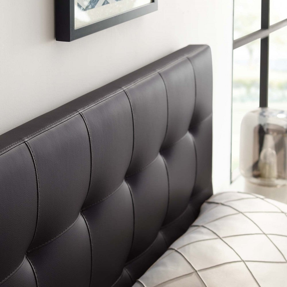 Lily Queen Upholstered Vinyl Headboard, Brown