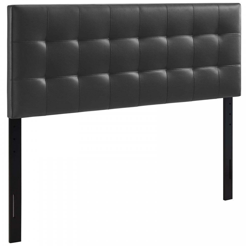 Lily Queen Upholstered Vinyl Headboard, Black