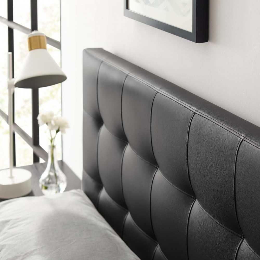 Lily Queen Upholstered Vinyl Headboard, Black