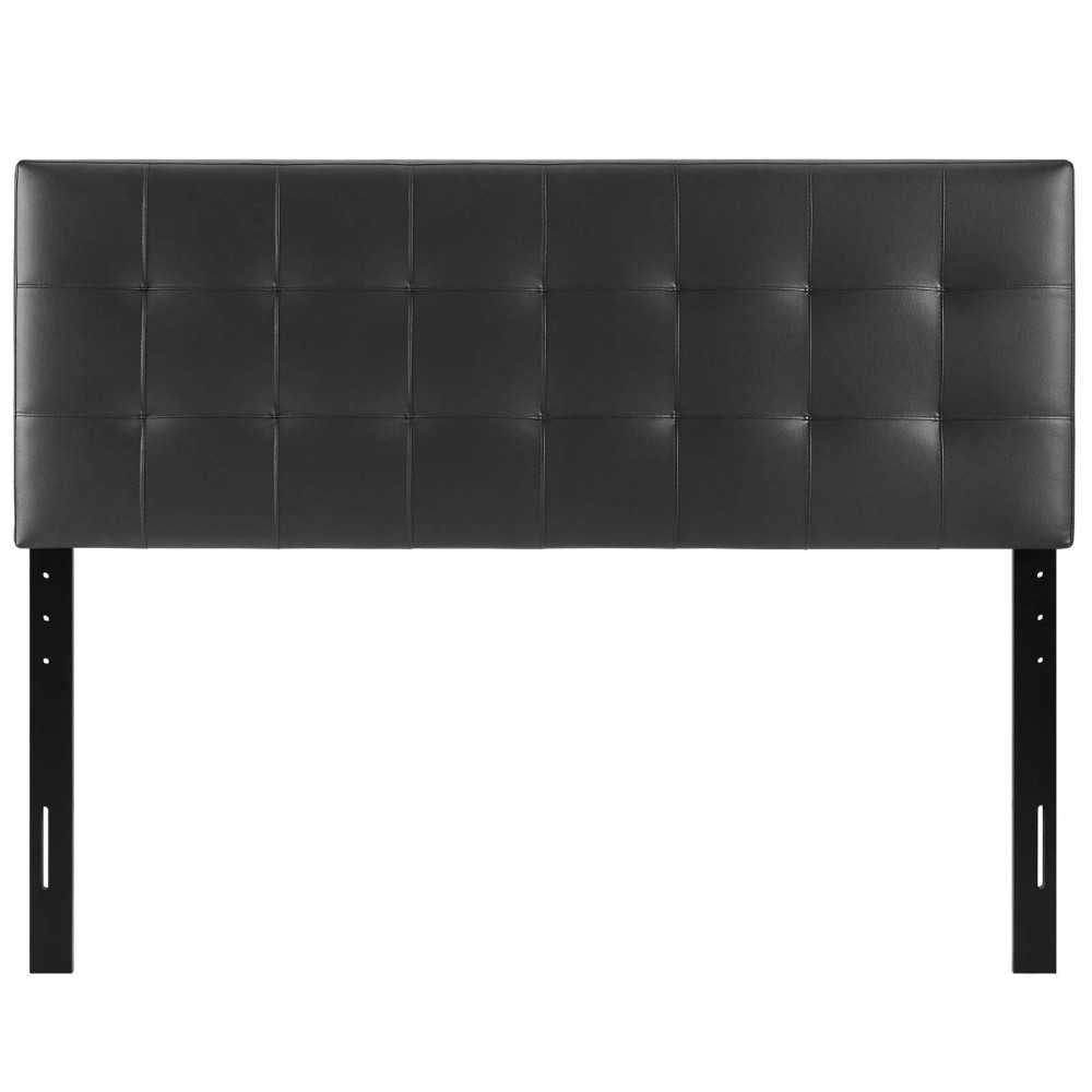 Lily Queen Upholstered Vinyl Headboard, Black