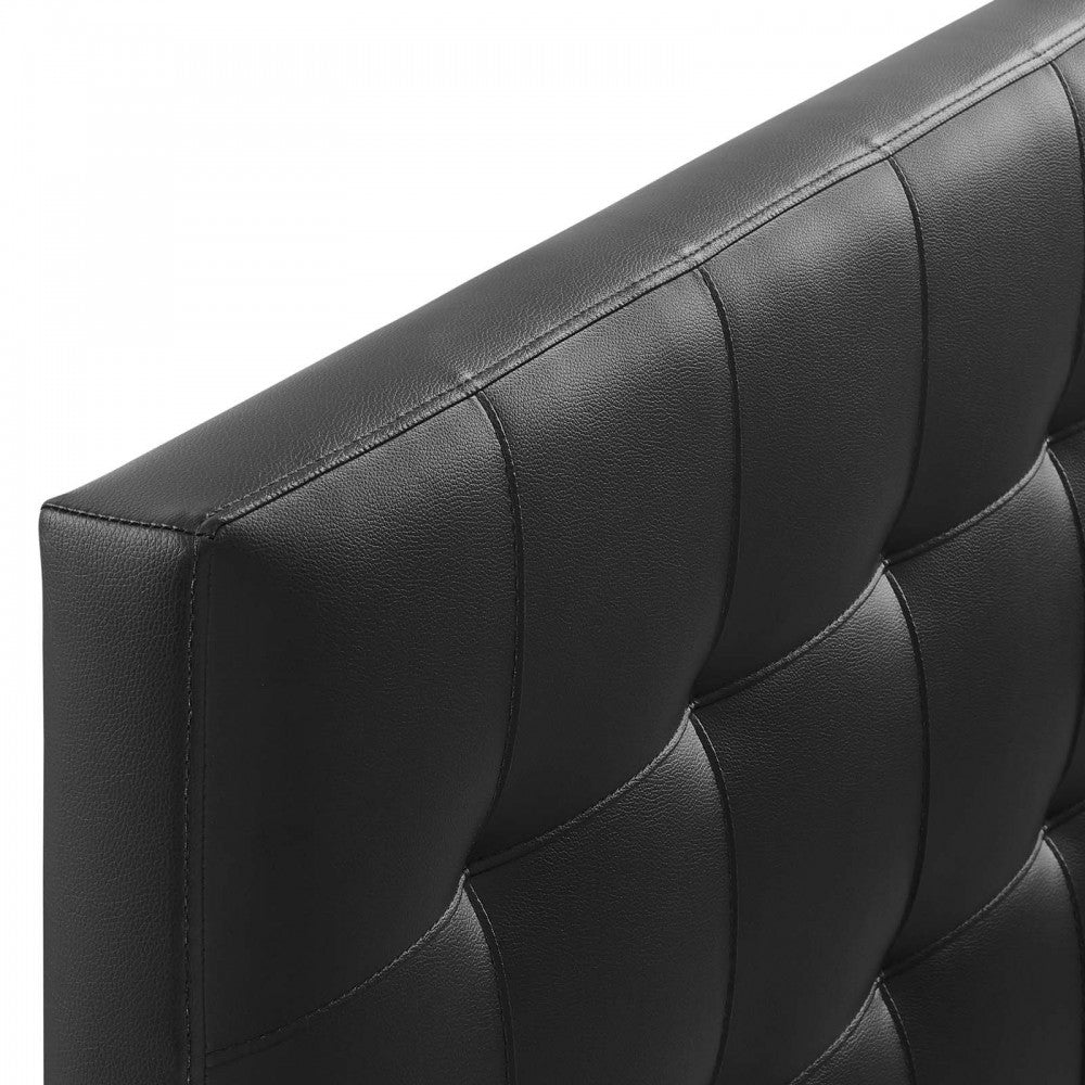 Lily Queen Upholstered Vinyl Headboard, Black